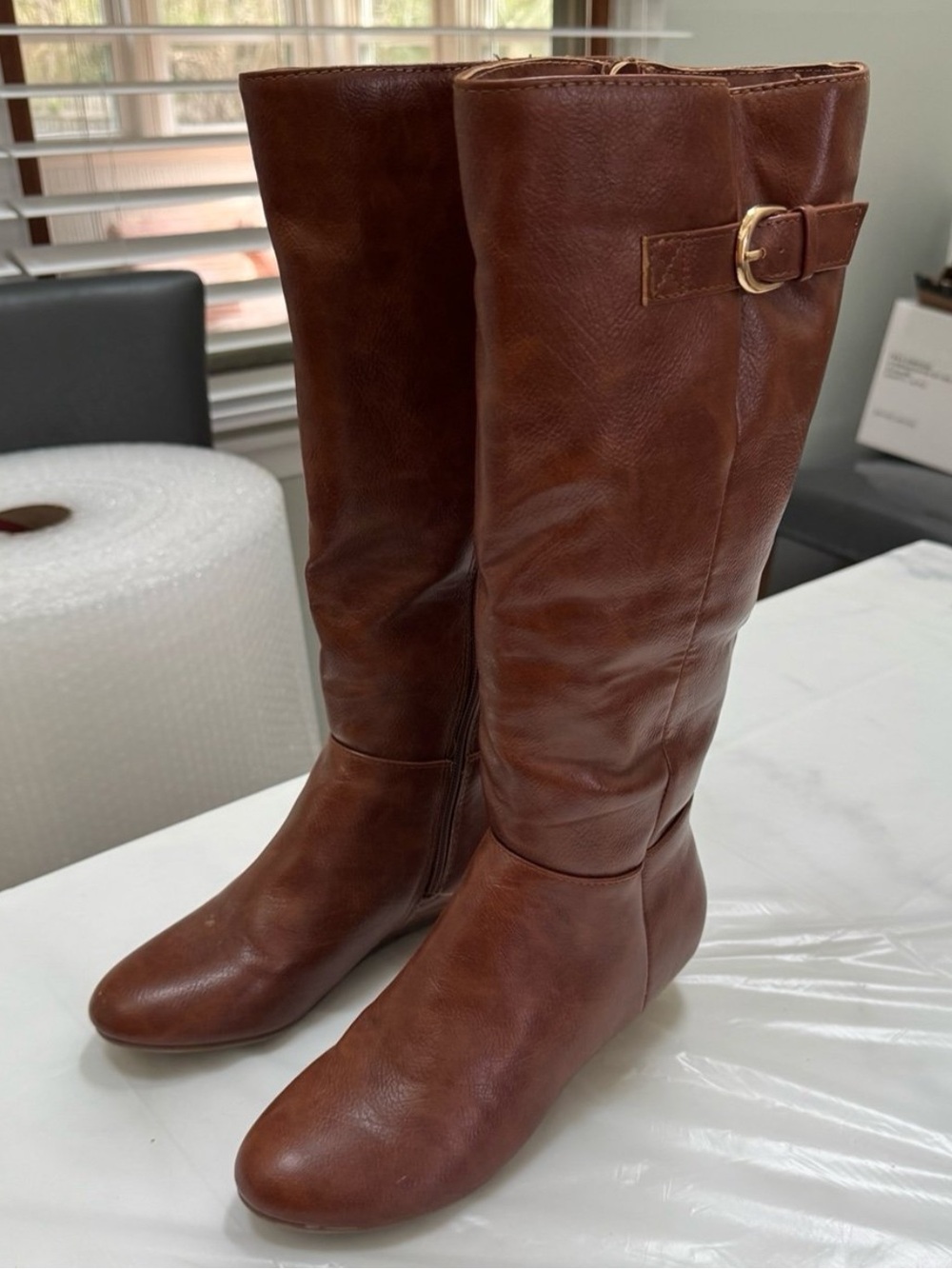 Women's Tall Brown Leather Riding Boots